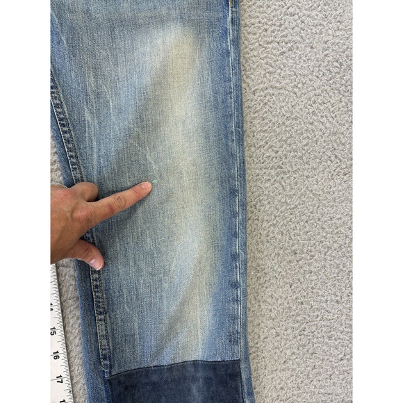 Levis 511 Jeans Mens Size 32x31 (32x32.5) Denim Straight Leather Patches Raw Hem - Picture 3 of 11